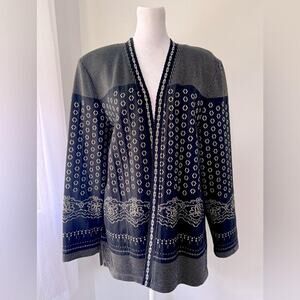 Vintage ‘80s Graff Californiawear Black & Gold Open Front Cardigan Sweater